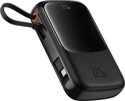 Zdjęcie produktu dla Powerbank Baseus Qpow Pro+ 10000mAh 22.5W z wbudowanym kablem USB-C i wyświetlaczem - czarny