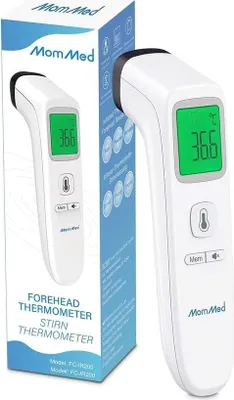 Zdjęcie produktu dla Cyfrowy termometr na podczerwień dla niemowląt, dzieci i dorosłych - bezdotykowy termometr czołowy z wyświetlaczem LCD, alarmem gorączki i funkcją pamięci