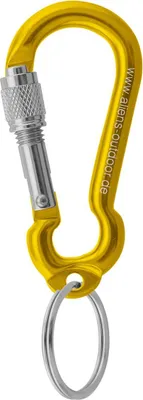 Zubehörkarabiner MINI RING Schraube 6 cm von Aliens; gelb; mit Schraubverschluss und Schlüsselring.