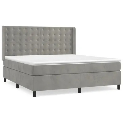 Produktbild von vidaXL Boxspringbett mit Matratze Hellgrau 160x200 cm Samt