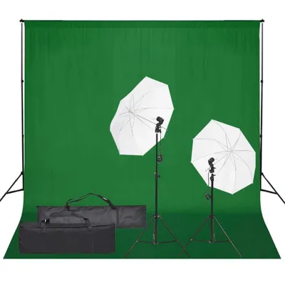 Immagine prodotto di vidaXL Set per studio fotografico con illuminazione e sfondo