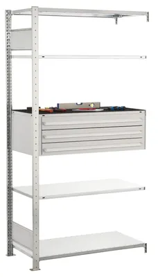 Produktbild von Fachbodenregal mit 3 Schubladen - Anbaur.2000x1000x 500 mm, 4 Böden