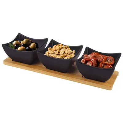 Produktbild von Snackschalen aus schwarzem Porzellan SCHWARZ 31,5 cm 4 Stk.