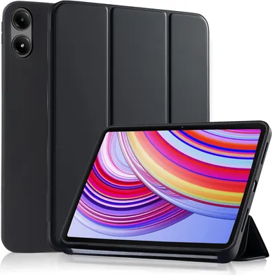 Produktbild von CLM-Tech Tablet-Hülle für Xiaomi Redmi Pad Pro 2024 12,1 Zoll, Standfunktion, Magnetverschluss, Auto Schlaf / Wach Funktion - Schutzhülle schwarz