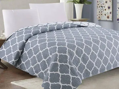 Obrázek produktu pro Přehoz Na Postel Oboustranný TAVIRA Šedá Bílá Ornament 220x240cm