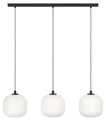 Image de Suspension - Blanc - Noir - Verre - Métal - 110 x 120 cm - 3 lumières