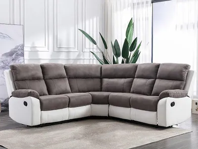 Produktbild von Relaxsofa Ecksofa - Microfaser & Kunstleder - Grau & Weiß - TOLZANO