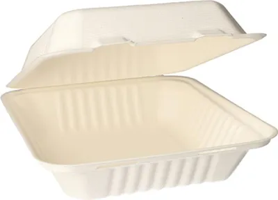 Produktbild von Menüboxen, Zuckerrohr "pure" ungeteilt 7,7 cm x 20 cm x 22 cm weiss