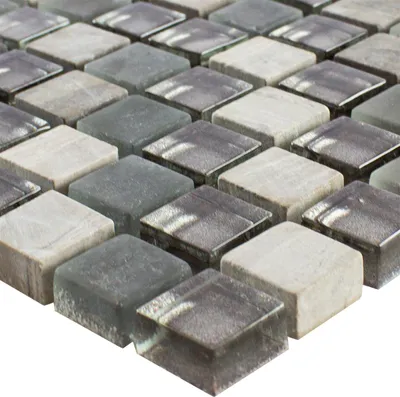 Produktbild von Glas Naturstein Mosaik Fliesen Hayrabey Grau