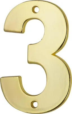 Image de Chiffre 3, laiton, à visser, H.51mm, doré - THIRARD