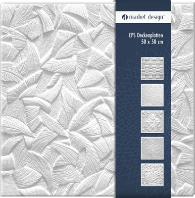Produktbild von Deckenplatten aus Styropor EPS -  Deckenpaneele leicht & robust im modernen Design - (2QM Sparpaket ZEFIR WEISS 50x50cm) Deckenplatte Decke Paneele