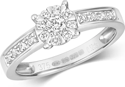 Produktbild von Funkelndes Feuer 9 Karat (375) Weißgold Damen - Diamant Solitärring Brillant-Schliff 0.33 Karat G - I1 I2, 57 (18.1); TRS317049KWRSP