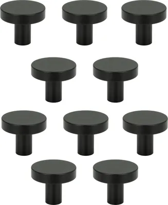 Produktbild von 10er-Set matte schwarze Möbelknöpfe aus Aluminium, rund - Qualität und Stil für Schränke und Schubladen, ideale Ergänzung für jedes Interieur