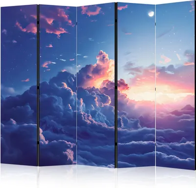 Zdjęcie produktu dla Parawan jednostronny Pejzaże 225x172 cm 5-częściowy niebieski
