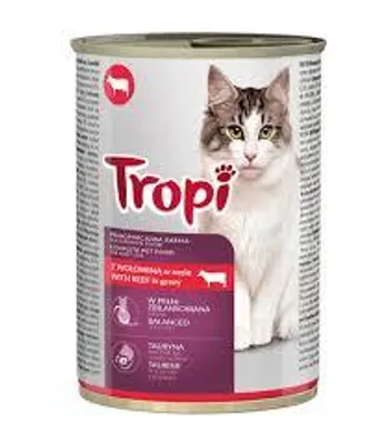 Zdjęcie produktu dla TROPI Karma mokra dla kota z wołowiną puszka 415g