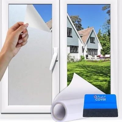 Produktbild von Perfect Cover Film Fenster Anti-Sicht, Fenster Verdunkelungsfilm, Sichtschutz Fenster Gute Privatsphäre, Opaque Film mit Rakel für Fenster (120X200cm)