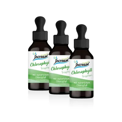 Produktbild von Nimm 3, zahl 2 Aktion Liposomale Chlorophyll Tropfen hochdosiert - 1000mg Chlorophyll pro Tag (90.000mg Chlorophyll in 3 Flaschen) - Keto MCT Öl