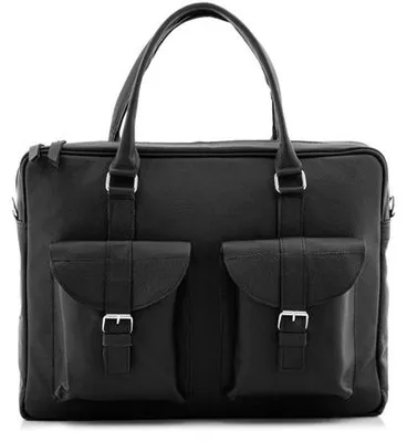 Produktbild von Schwarz Leder Laptoptasche für 15,6 Zoll Laptop, Businesstasche, Arbeitstasche, Umhängetasche – Belveder BVL92