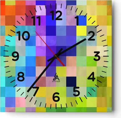 Produktbild von Wanduhr - Quadrat - Glasuhr - Abstraktion modern - 30x30cm - Schleichendes Uhrwerk - Lautlos - zum Aufhängen bereit - Dekoration Modern - Wanddekoration aus Glas - C4AC30x30-4009