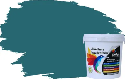 Produktbild von RyFo Colors Silikonharz Fassadenfarbe Lotuseffekt Trend Niagaragrün 1l  - bunte Fassadenfarbe, weitere Grün Farbtöne und Größen erhältlich, Deckkraft Klasse 1