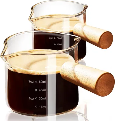 Immagine prodotto di Misurino - Set di 2 - 75 ml - Vetro borosilicato - Resistente al calore - Manico ergonomico