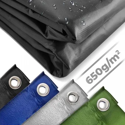 Zdjęcie produktu dla JAGO Plandeka 650 g/m², oczka aluminiowe ,czarna, 4 x 5 m