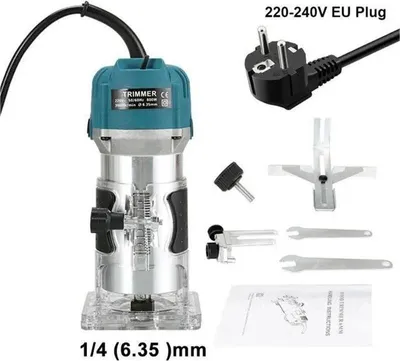 Image de Défonceuse électrique - Défonceuse à bois - Puissance 800 W - Vitesse de rotation 30 000 tr/min - Pince de serrage 6,35 mm - Alimentation secteur - Prise UE