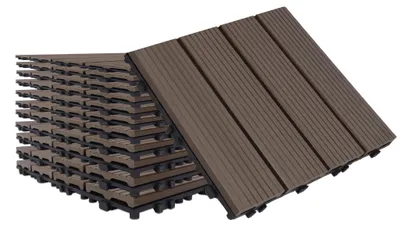 Produktbild von Terrassenplatten - Klickfliesen - Balkonböden - Terrassenfliesen - Außenböden - Hellbraun - Langlebiges Vinyl