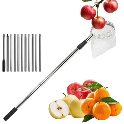 Produktbild von Teleskop Obstpflücker11-teilig,4,2m,stabiles Edelstahlgestänge, einfach zusammensteckbar,für Hochbäume,Obstgarten,Apfelernte, vielseitig einsetzbar