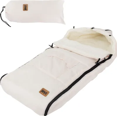 Produktbild von Joyz Universal Fußsack Creme, für Babyschale, Kinderwagen & Buggy, Sitzauflage aus Fleece, Kuschelsack mit Reißverschluss, Kopfteil & Tasche