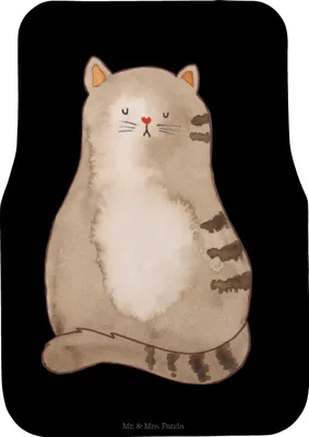 Produktbild von Mr. & Mrs. Panda Fußmatte Fürs Auto Katze Sitzen - Schwarz - Geschenk, Herz, Katzen, Liebe, Auto-Fußmatte, Cat, Teppich, Automatte, Familie