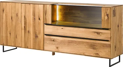 Image de MASSIVMOEBEL24 | Buffet en bois de Chêne 200x43x87 naturel huilé WIEN #221