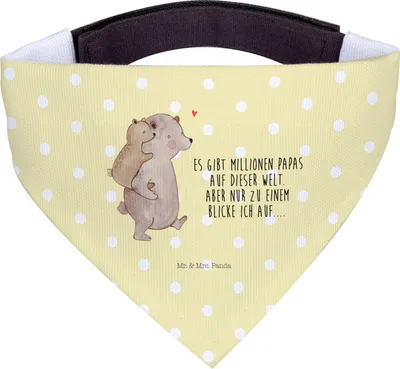 Produktbild von Mr. & Mrs. Panda Halstuch Hund Papa Bär - Gelb Pastell - Geschenk, Hunde Hals Tuch, Bandana, Für, Geburtstag, Hundehalstuch, Vatertag, Muttertag