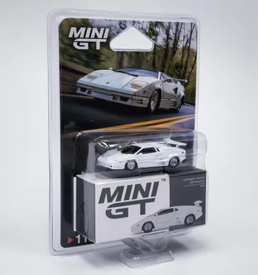 Immagine prodotto di Lamborghini Countach 25° Anniversario, colore bianco - BLISTR - Mini GT, scala 1:64