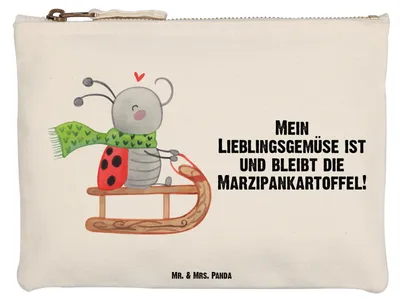 Produktbild von Mr. & Mrs. Panda Kulturbeutel Smörle Rodeln Größe M - Weiß - Geschenk, Marzipan, Winter, kosmetiktäschchen, Mäppchen, Schlampermäppchen, Schlittenfahren, Kosmetiktasche