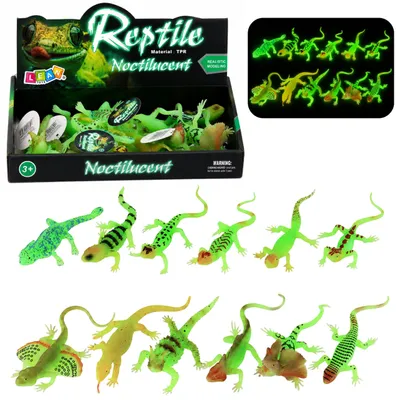 Produktbild von Fluoreszierende grüne, im Dunkeln leuchtende Eidechsen-Gummifigur, 15 cm