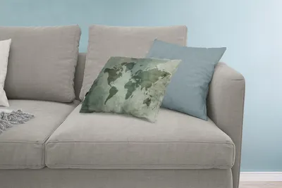 Produktbild von MuchoWow® Zierkissen Sofakissen Wohnzimmer Dekokissen 60x40 cm Weltkarte - Aquarell - Grau - Kopfkissen - Polster mit Foto