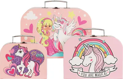 Produktbild von Set mit 3 Kinderkoffer – Mädchenmotiv Einhorn, rosa, H&L