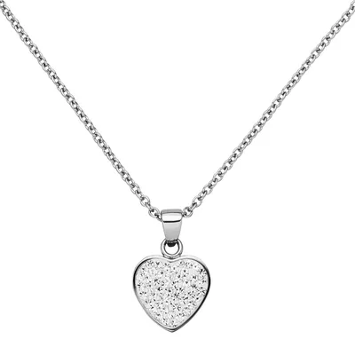 Produktbild von JOBO Collier Kette mit Anhänger Herz aus Edelstahl mit Kristallen 45 cm