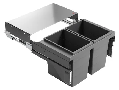 Produktbild von Hailo Abfallsammler 3610971 CS Slide Cargo-Soft Short 2x20L dunkelgrau