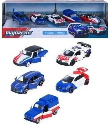 Image de Voitures Miniatures Majorette French Touch Bleu Giftpack, 5 Modèles, Échelle 1/64, Parties Ouvrantes, Dès 3 Ans
