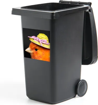 Produktbild von MuchoWow® Mülltonnenaufkleber Vogel - Hut - Orange 40x40 cm - Abfall-Aufkleber - Container - für Abfallcontainer