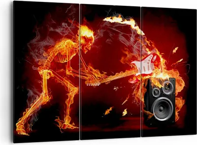 Produktbild von Bild auf Leinwand - Leinwandbild - Feuer Instrument Skelett - 165x110cm - Wand Bild - Wanddeko - Leinwanddruck - Bilder - Kunstdruck - Wanddekoration - Leinwand bilder - Wandkunst - CE165x110-0210
