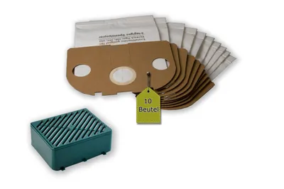 Productafbeelding van Filtersysteem compatibel met Vorwerk Tiger / Kobold 251, 252: 10 stofzuigzakken + 1 actief filtersysteem