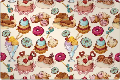 Produktbild von Küchenmatte 150x225 cm Vinylmatte Bodenmatte Dekoration - Süßigkeiten Bäckerei Gebäck