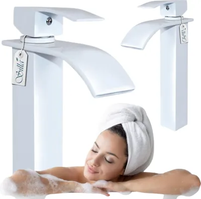 Produktbild von Silla | Wasserhahn - Waschtischarmatur - Weiß Matt - 30 cm Höhe - Badarmatur - Einhebelmischer