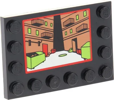 Produktbild von 1x Lego Fliese modifiziert 4x6 schwarz Sticker Straße Gasse Bildschirm 6180pb058