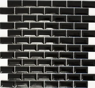 Produktbild von Mini Metro Subway Mosaikfliese Keramik schwarz Fliesenspiegel Küche MOS26-0302
