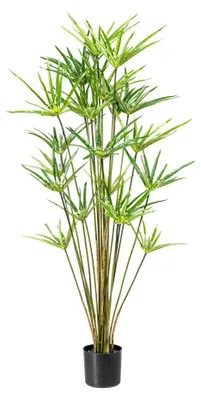 Produktbild von Kunstpflanze ZYPERNGRAS 115cm, 22 Samenstände. im Kunststofftopf.