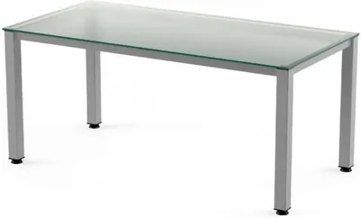 Produktbild von Schreibtisch Executive BxTxH 140x80x73cm Gestell grau Platte Glas satiniert.